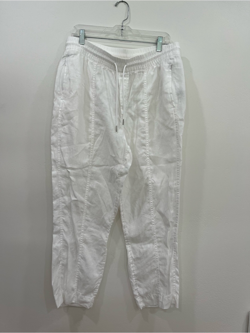 Athleta White Elastic Waist Linen Jogger Pants